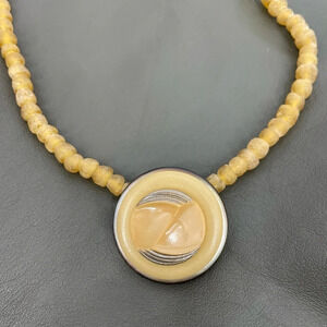 Sea glass and handmade pendant necklace Ocre